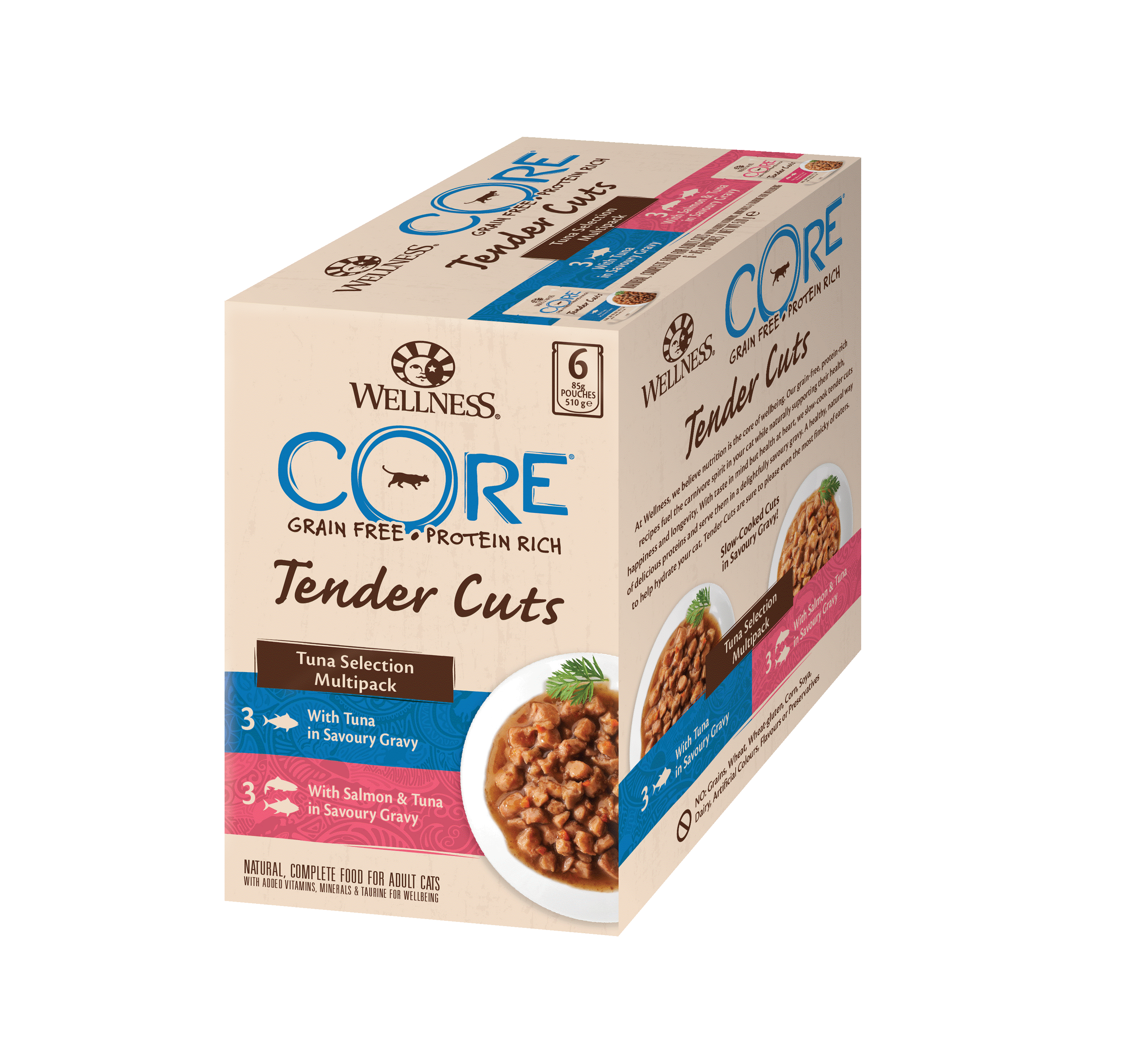 Wellness CORE Tender Cuts Selection Multipack kalavalik - 6 x 85 g, märgtoit kassidele