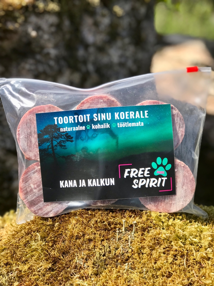 Free Spirit Paws kana ja kalkun toortoit koertele - Image 2